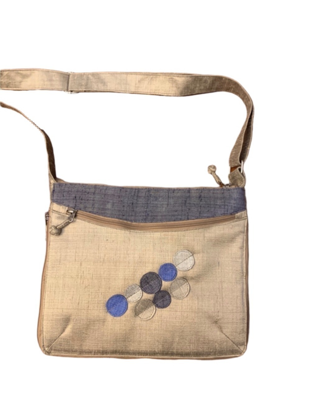 Floating Stone silk shoulder bag gold with circles